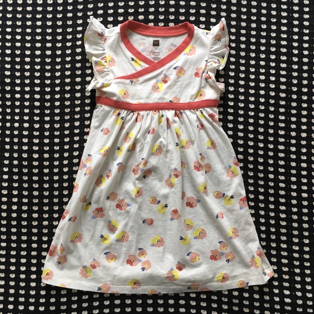 Tea Collection Floral Wrap Neck Dress Girls 4